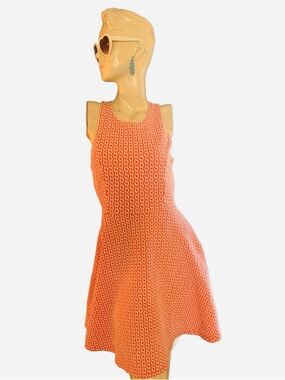 RETRO STYLE Sleeveless Coral Knit A-Line Dress with sexy back!!